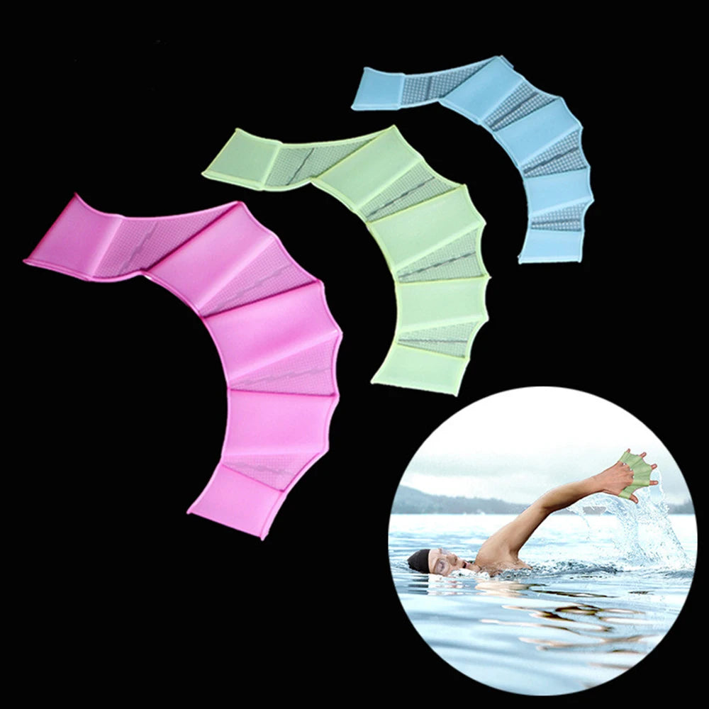 Silicone Webbed Swim Gloves – Training Fins for Adults & Kids