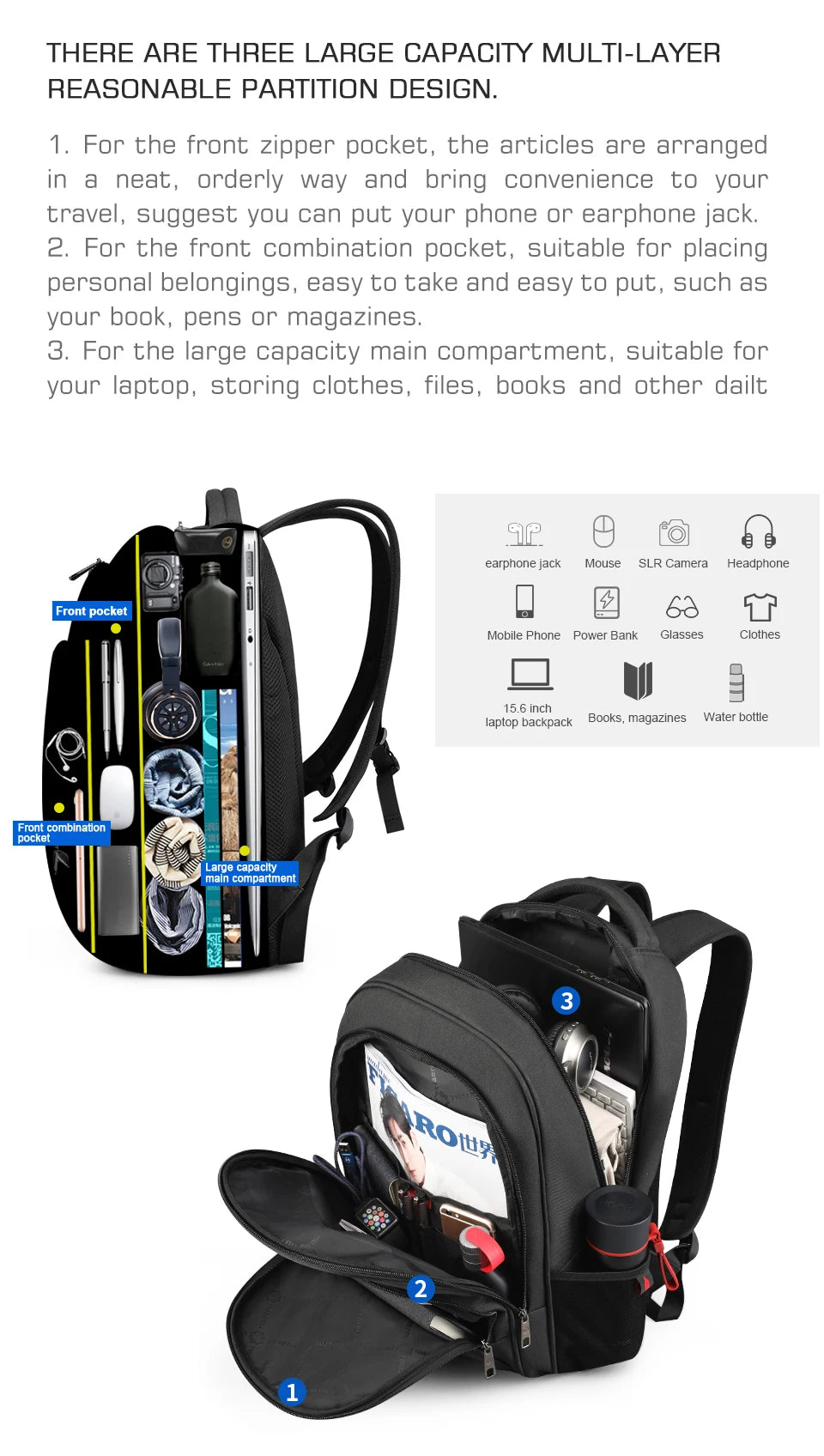 Cartmela Anti-Theft Laptop Backpack for Men