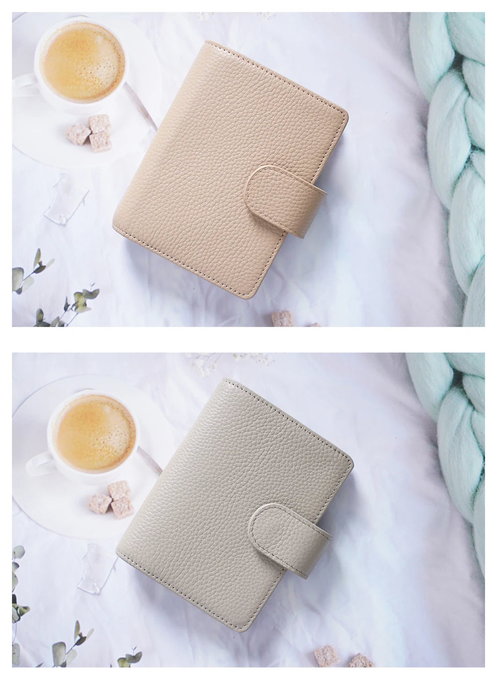 A8 / M5 Mini Rings Planner – Pebbled Grain Cowhide Leather Organizer