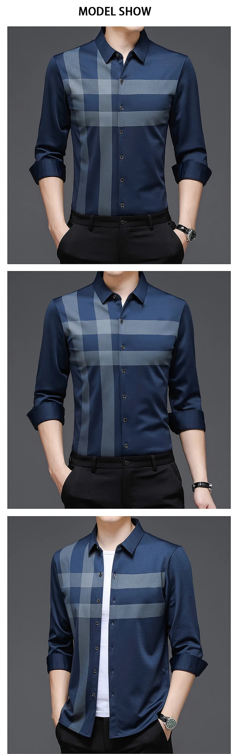 Men’s Striped Vintage Shirt – Long Sleeve Spring/Autumn Casual Top