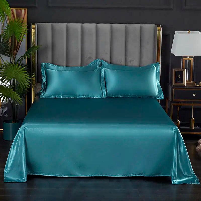 Summer Ice Cool Satin Smooth Flat Bed Sheet – Double Bedding