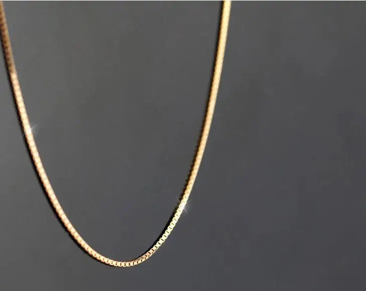 925 Sterling Silver Rose Gold Box Chain Necklace – Short & Stylish