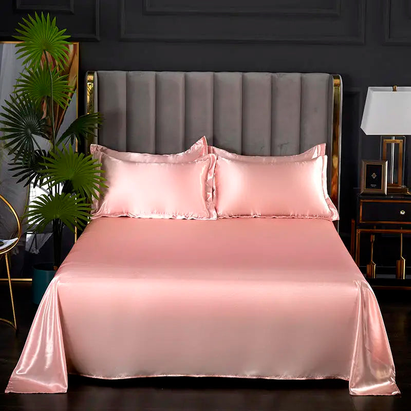 Summer Ice Cool Satin Smooth Flat Bed Sheet – Double Bedding