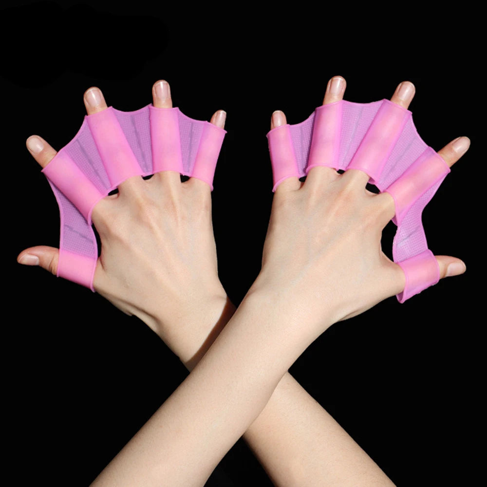 Silicone Webbed Swim Gloves – Training Fins for Adults & Kids
