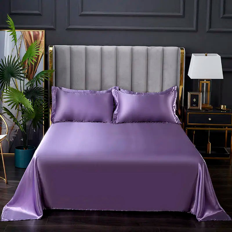 Summer Ice Cool Satin Smooth Flat Bed Sheet – Double Bedding