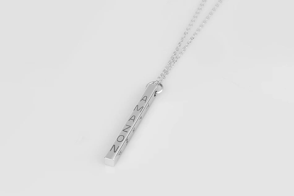 Custom Engraved 3D Name Bar Necklace – Stainless Steel Jewelry