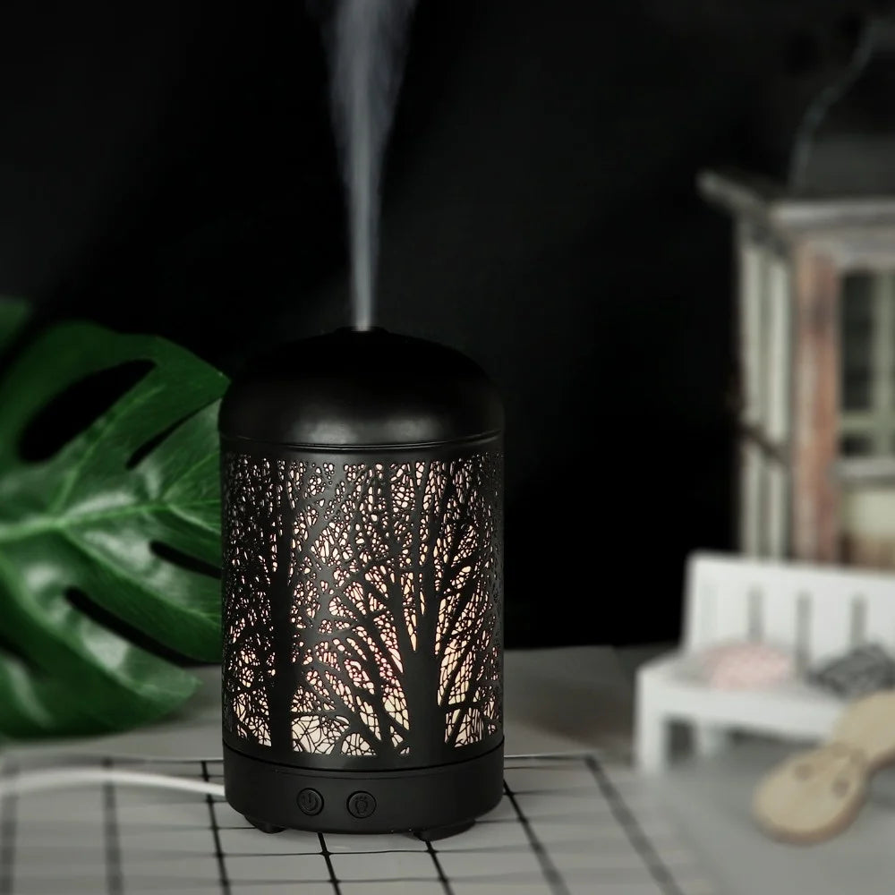 100ml Ultrasonic Aroma Diffuser – Metal Design & 7-Color LED