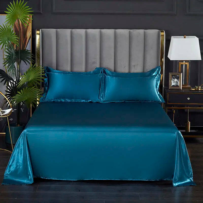 Summer Ice Cool Satin Smooth Flat Bed Sheet – Double Bedding