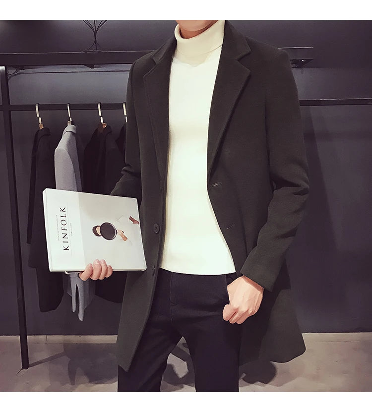 Cartmela 2024 Wool-Blend Long Coat for Men
