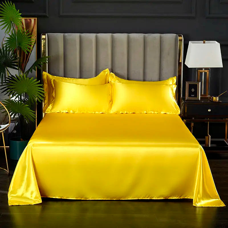 Summer Ice Cool Satin Smooth Flat Bed Sheet – Double Bedding
