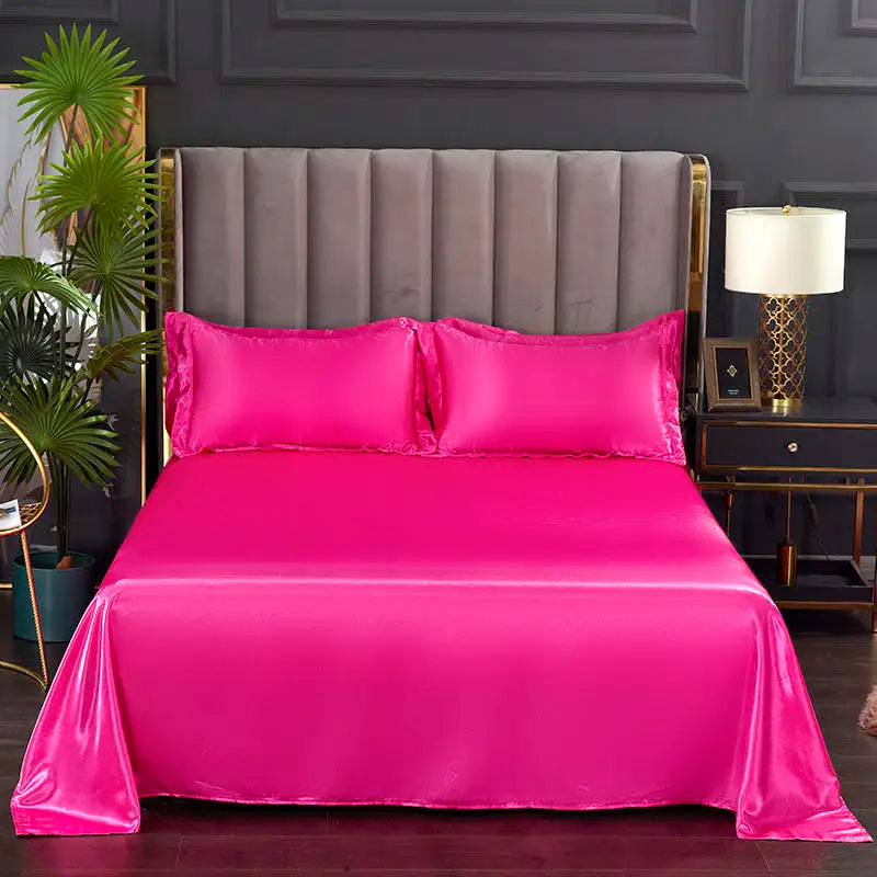 Summer Ice Cool Satin Smooth Flat Bed Sheet – Double Bedding