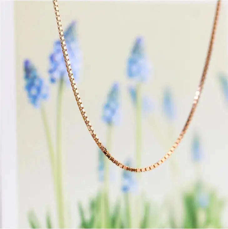 925 Sterling Silver Rose Gold Box Chain Necklace – Short & Stylish