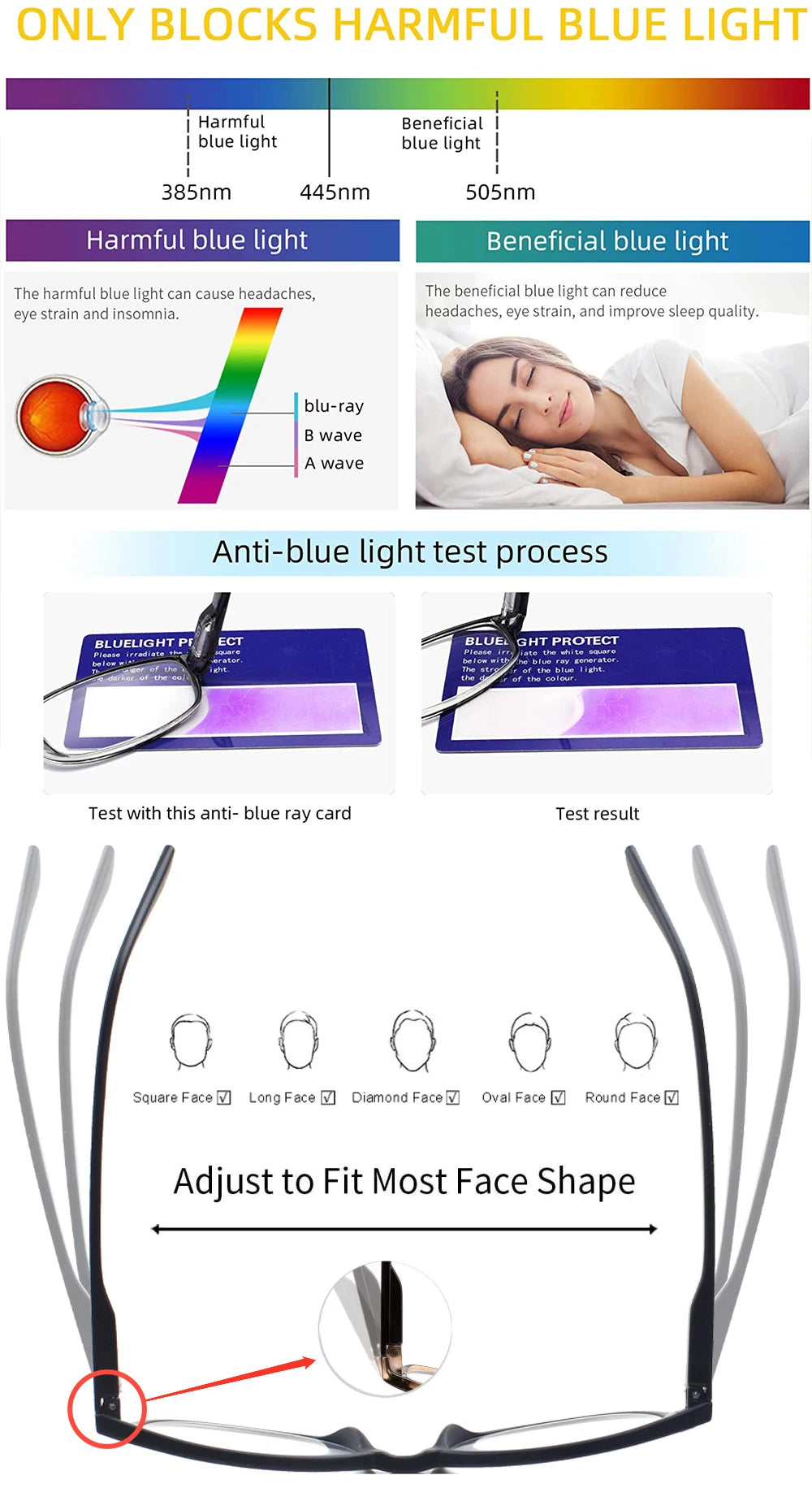 Blue Light Blocking Reading Glasses – Spring Hinges +2.0 to +3.0