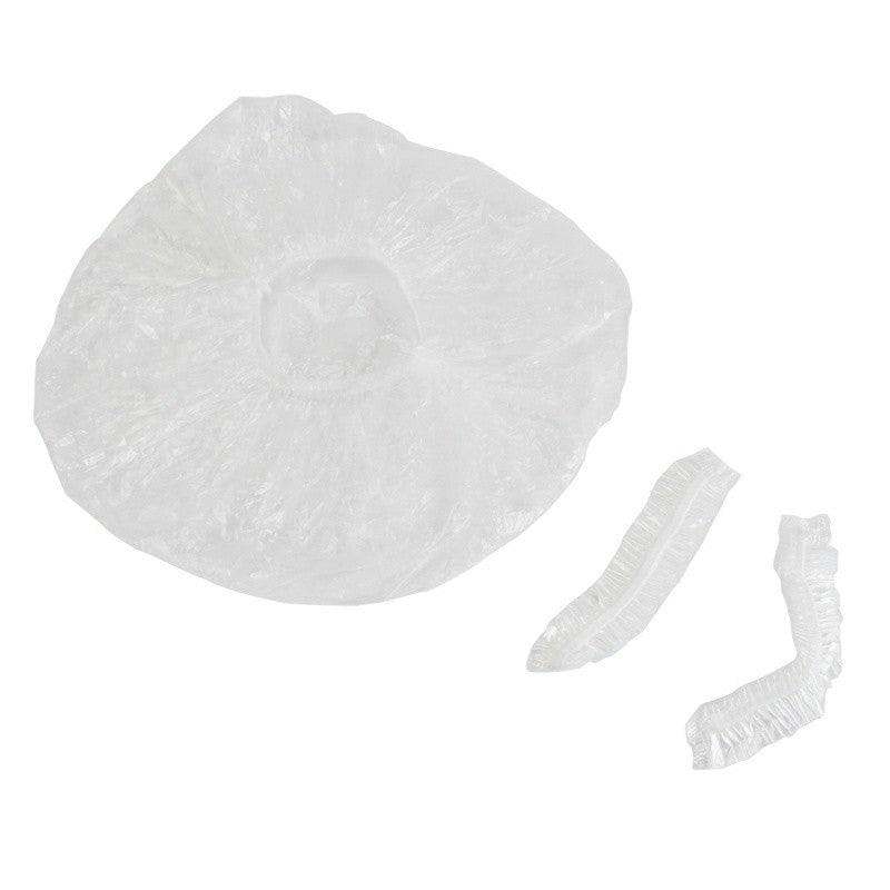 100PCS Elastic Clear Bathing Hair Care Protector Hat Disposable Shower Cap