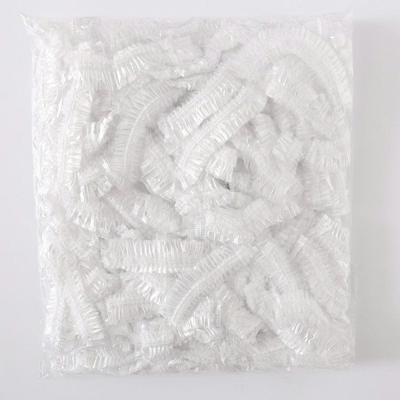 100PCS Elastic Clear Bathing Hair Care Protector Hat Disposable Shower Cap