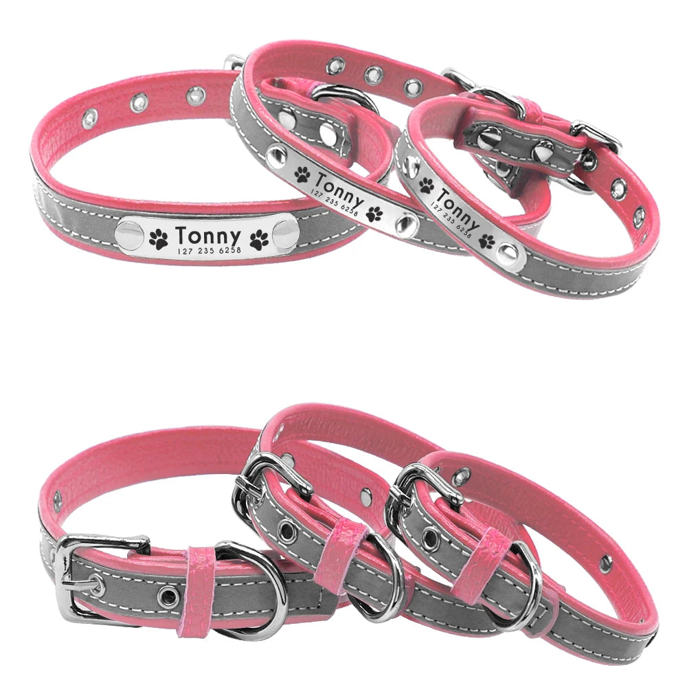 Custom Leather Pet Collar – Engraved Rhinestone Dog Collar