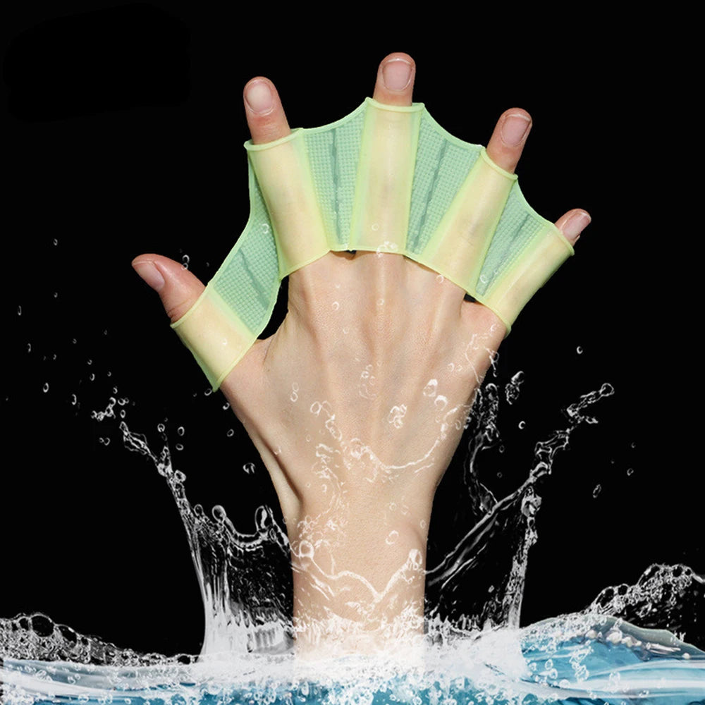 Silicone Webbed Swim Gloves – Training Fins for Adults & Kids