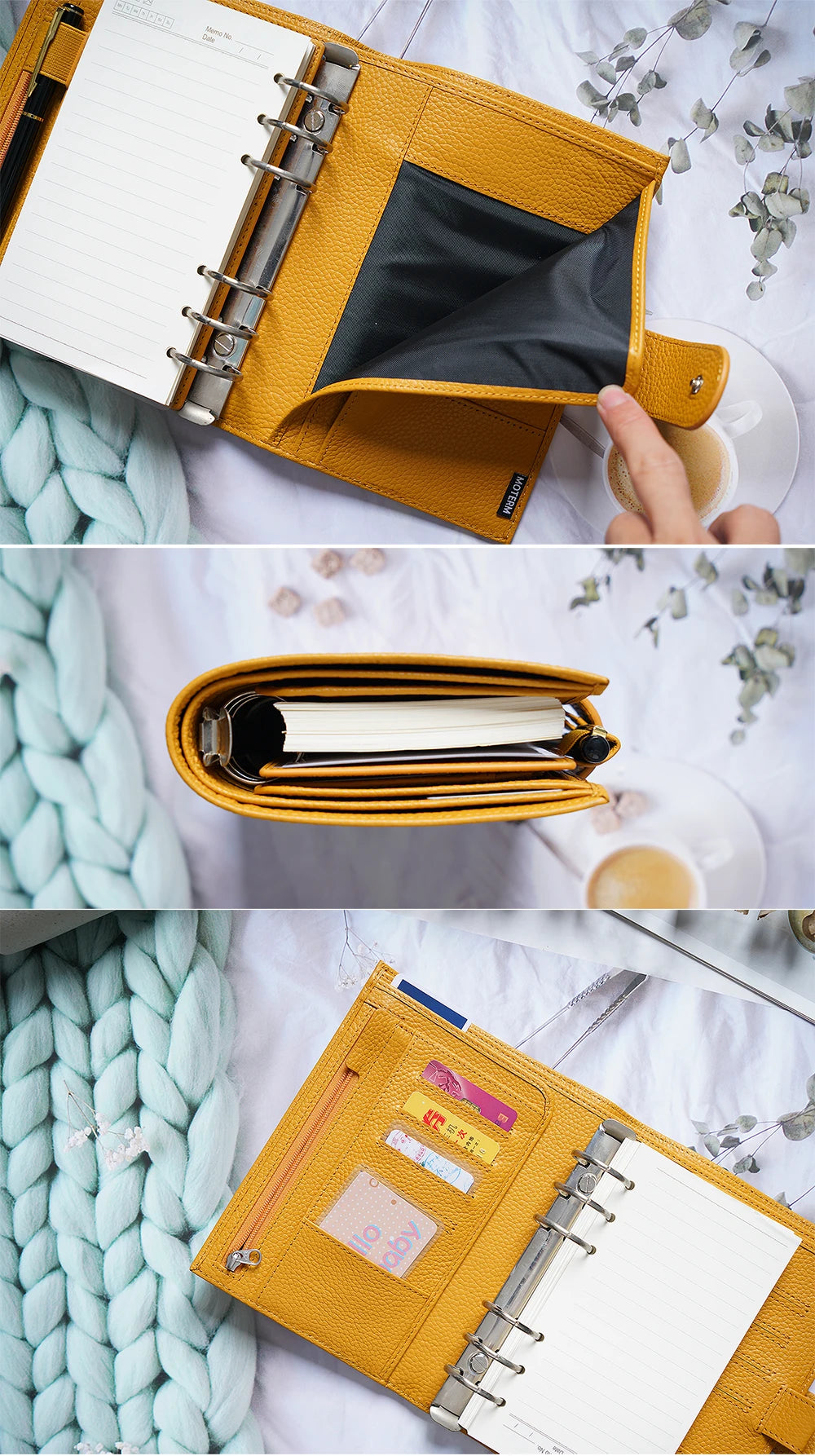 Personal Size Planner – 30mm Rings, Genuine Pebbled Grain Leather
