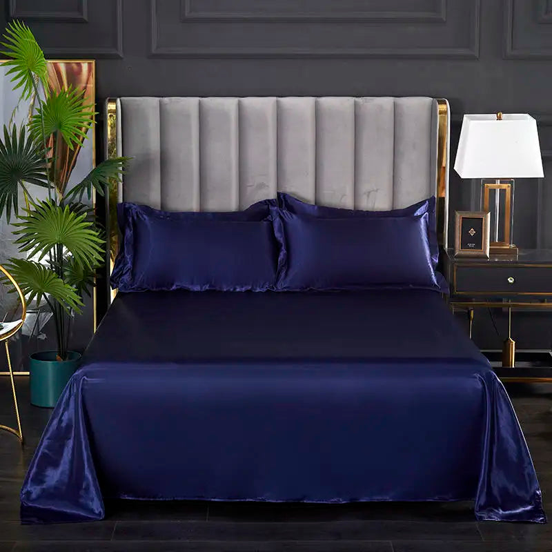 Summer Ice Cool Satin Smooth Flat Bed Sheet – Double Bedding