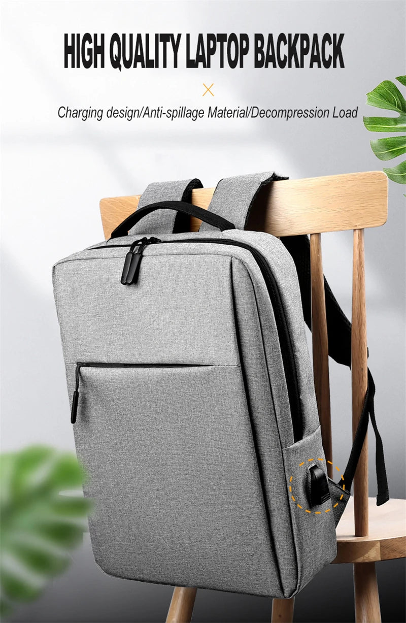 15.6" Waterproof Nylon Laptop Backpack with USB Charging Port