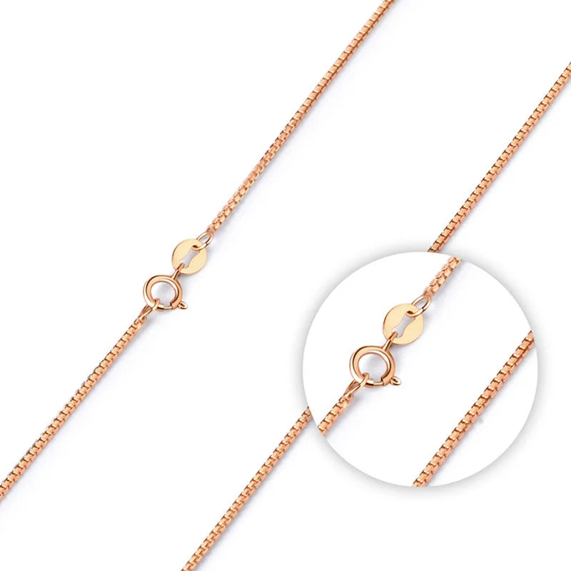 925 Sterling Silver Rose Gold Box Chain Necklace – Short & Stylish