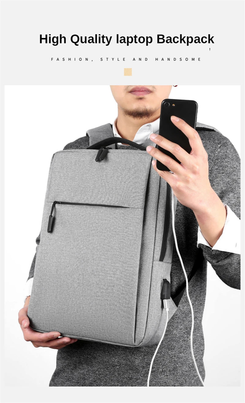 15.6" Waterproof Nylon Laptop Backpack with USB Charging Port