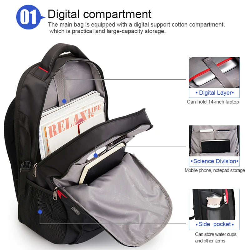 Men’s Oxford Laptop Backpack – Waterproof Large Capacity Bag