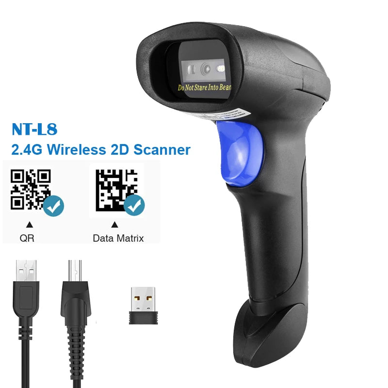 Wireless Handheld Barcode Scanner & Bluetooth 1D/2D QR Reader
