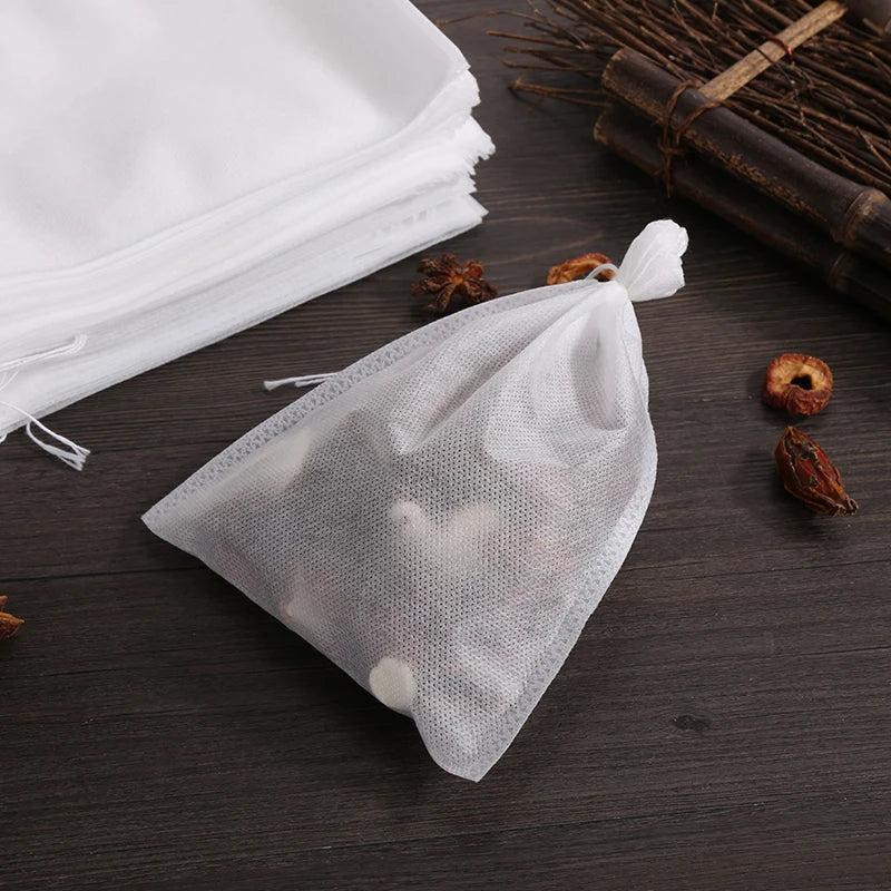 100 Pcs Disposable Tea Bags – Food Grade Non-Woven Infuser Bags