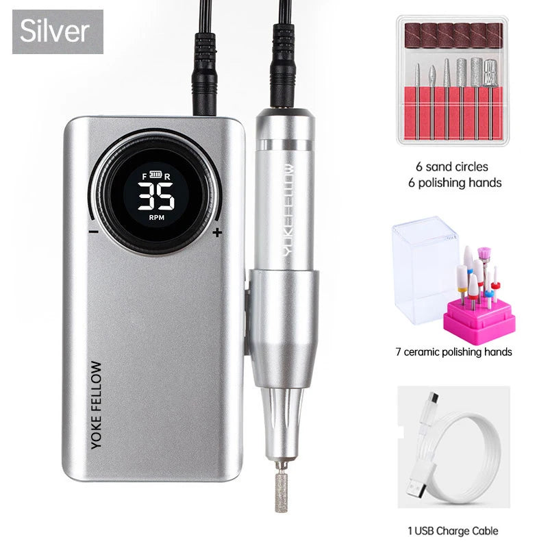 35000RPM Electric Nail Drill – Rechargeable Manicure Gel Polisher