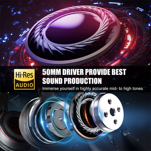 Professional Wired DJ Headphones – Over Ear with Mic & Hi-Res Audio