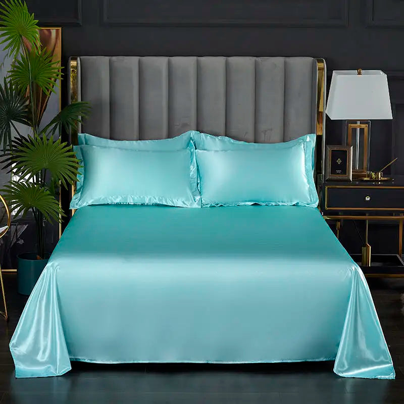 Summer Ice Cool Satin Smooth Flat Bed Sheet – Double Bedding