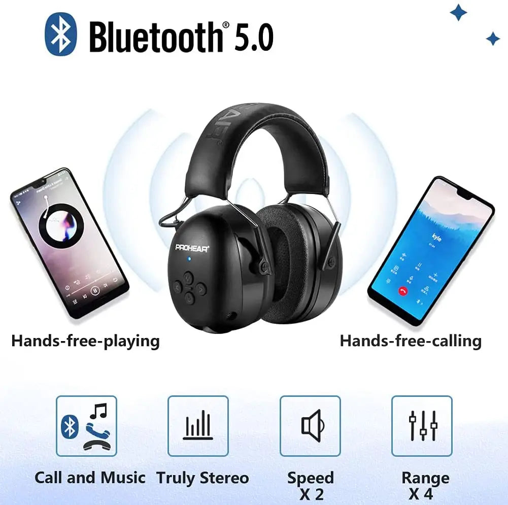 Bluetooth 5.0 Earmuffs – Noise Reduction Safety Headphones