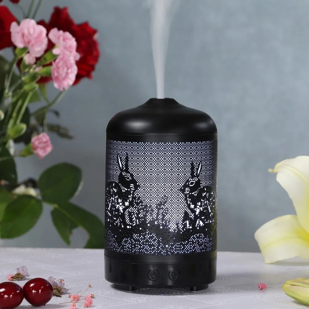 100ml Ultrasonic Aroma Diffuser – Metal Design & 7-Color LED