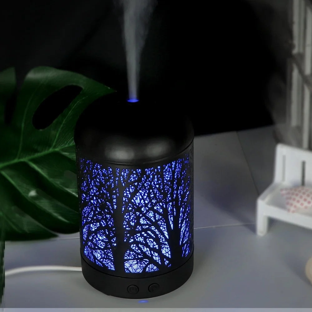 100ml Ultrasonic Aroma Diffuser – Metal Design & 7-Color LED