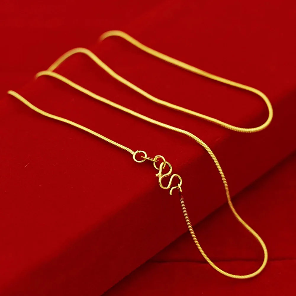 Yellow Gold Plated Wave Chain Necklace – 45cm Snake, Box, O Links