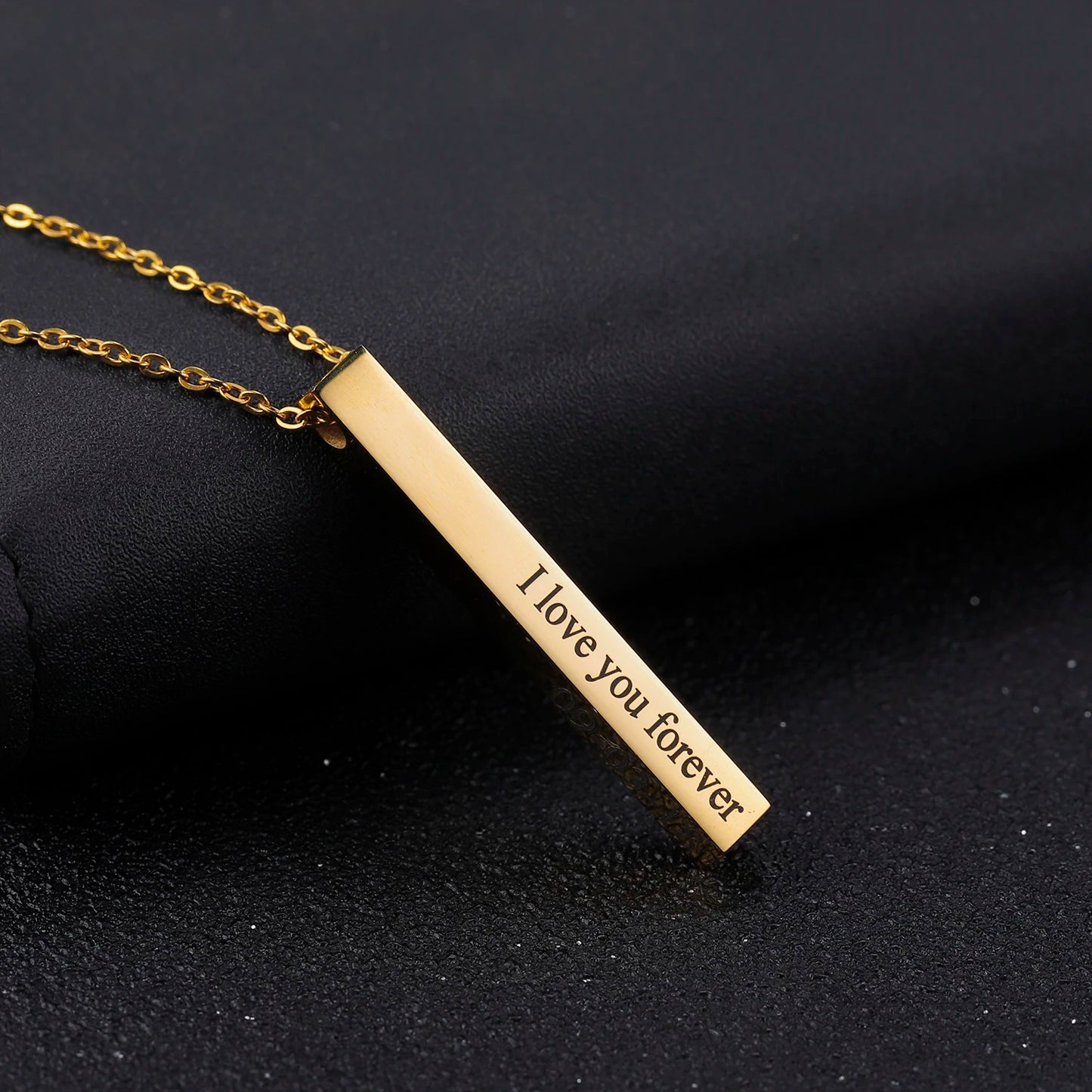 Custom Engraved 3D Name Bar Necklace – Stainless Steel Jewelry