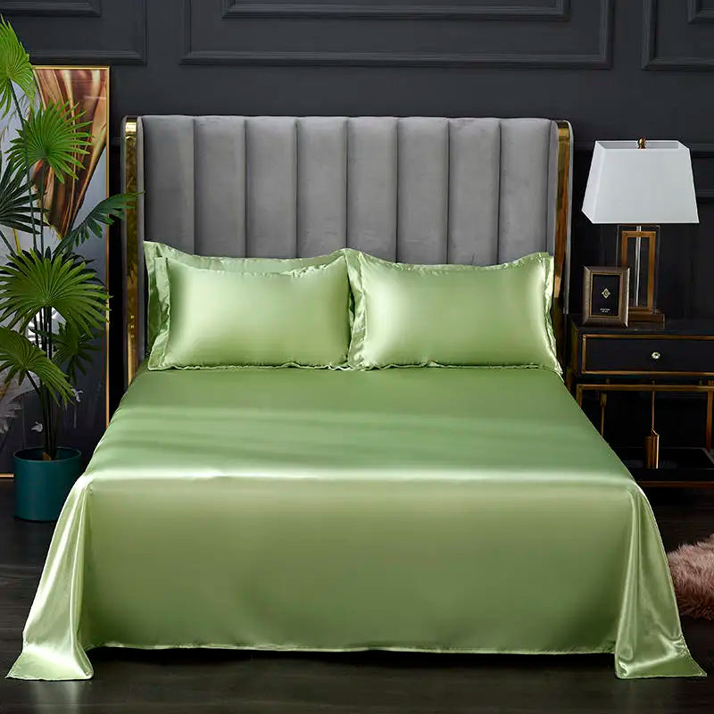 Summer Ice Cool Satin Smooth Flat Bed Sheet – Double Bedding