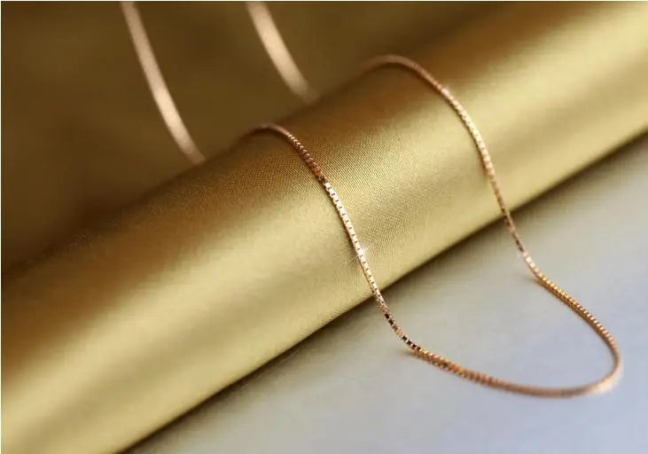 925 Sterling Silver Rose Gold Box Chain Necklace – Short & Stylish