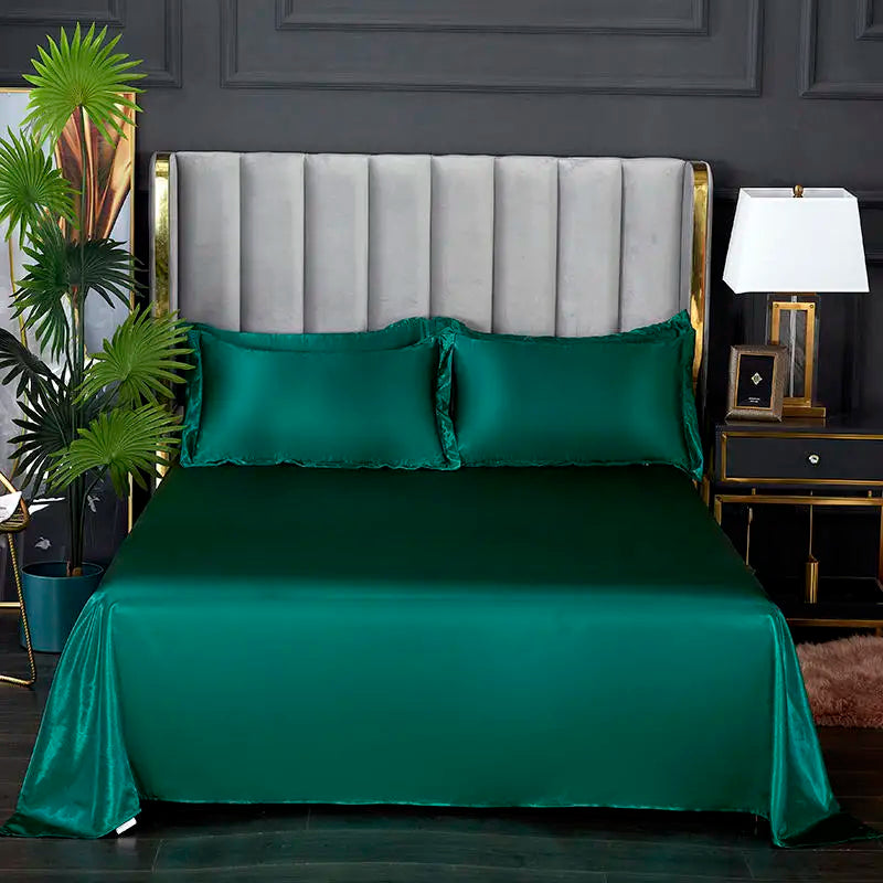 Summer Ice Cool Satin Smooth Flat Bed Sheet – Double Bedding