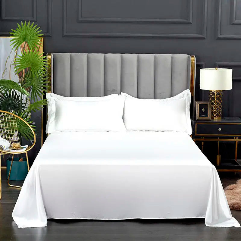 Summer Ice Cool Satin Smooth Flat Bed Sheet – Double Bedding
