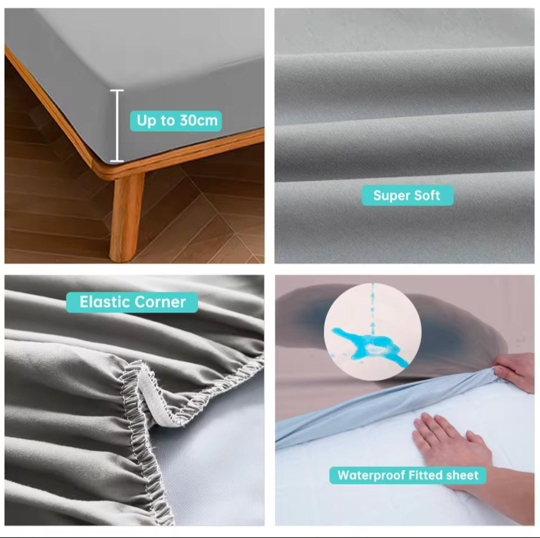 Waterproof Fitted Bed Sheet Soft Breathable Cover All Sizes