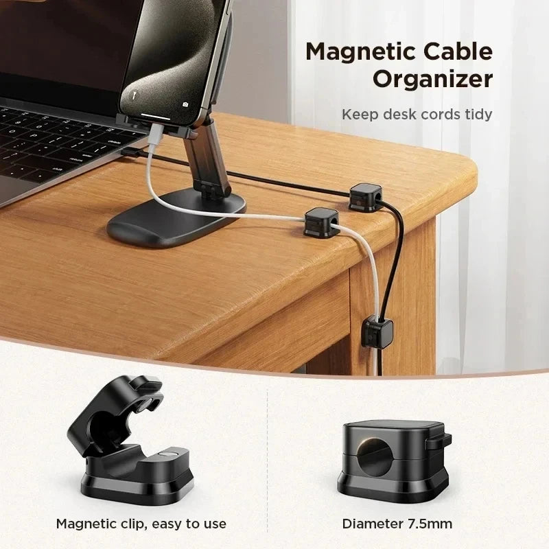 Magnetic Cable Clips – Adhesive Cord Organizer for Desk & Home