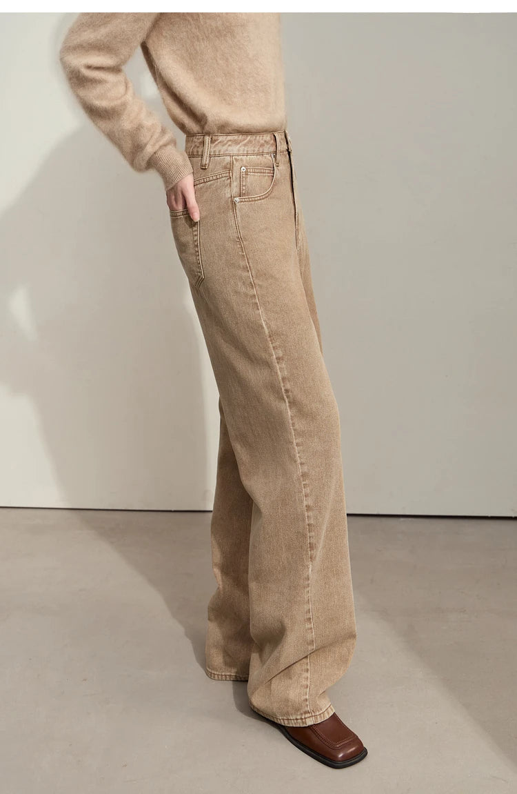 Women’s Retro Wide-Leg Jeans – Loose Straight Cotton Denim Pants