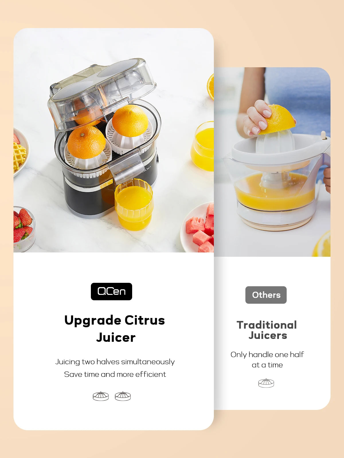 Electric Citrus Juicer – 2-in-1 Orange & Lemon Squeezer with Slicer