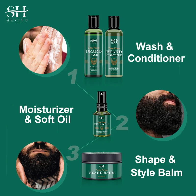 Beard Growth Kit for Men – Oil, Shampoo & Moustache Care Set