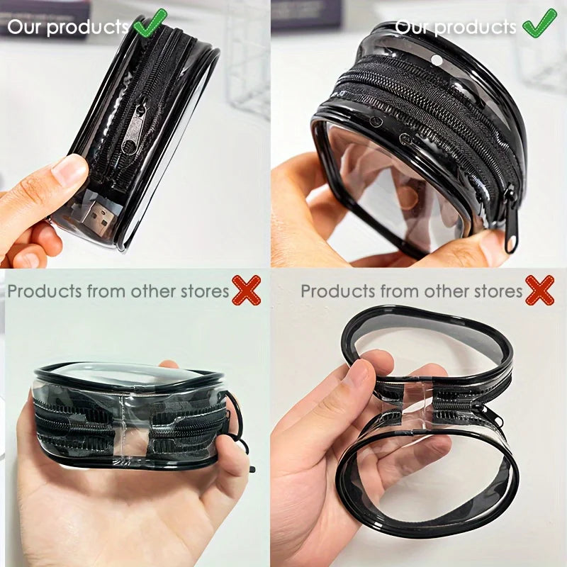 Portable Mini Clear Zipper Bag - Organizer for Earphones & Chargers