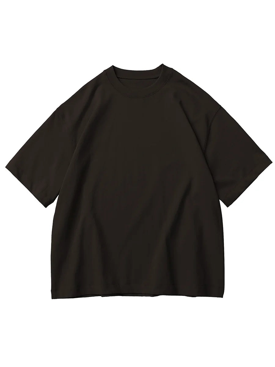 Oversized Heavy Cotton T-Shirt Men Solid Color Drop Shoulder Loose Fit