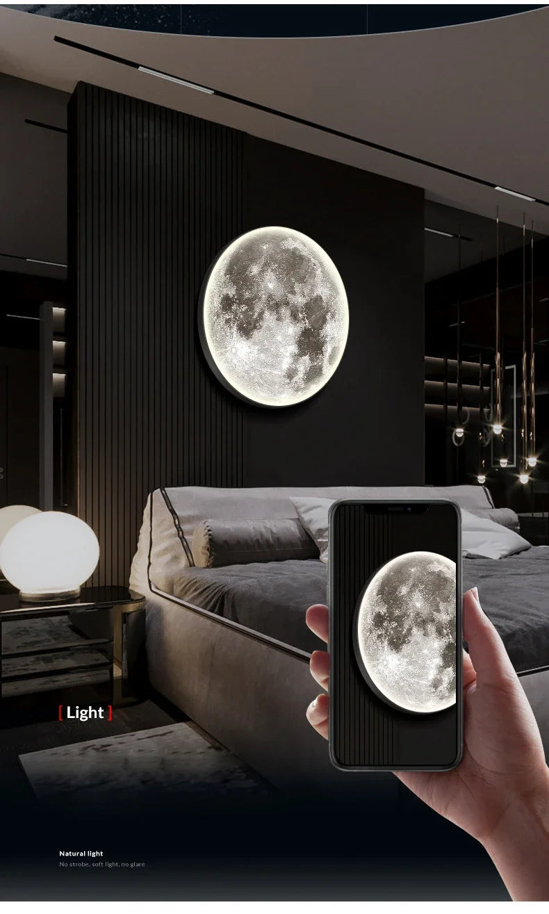 Modern 3D Moon LED Wall Lamp – Bedroom & Living Room Light