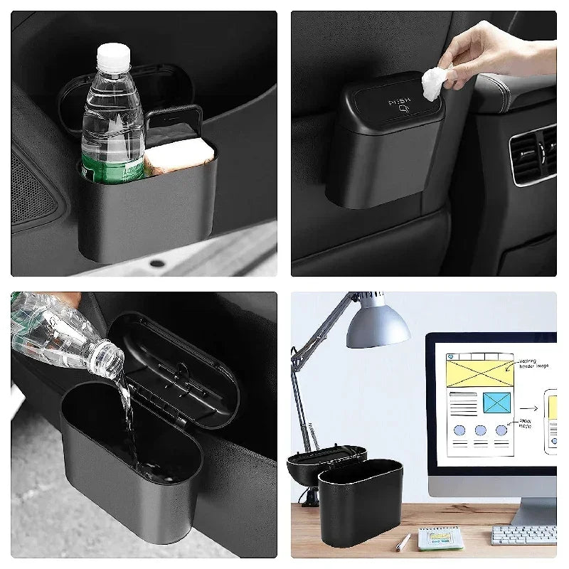 Leak-Proof Car Trash Can with Lid & 60 Garbage Bags – Mini Bin